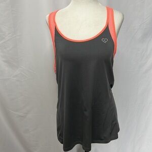 LOVE LOVE DREAM | Grey and Neon Orange Active Top | Size: L